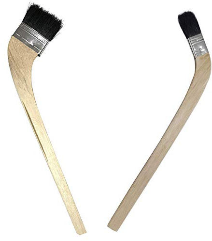 2Pcs Wooden Handle Bristle Radiator Paint Brush（Brush Width 1.5 and 2）