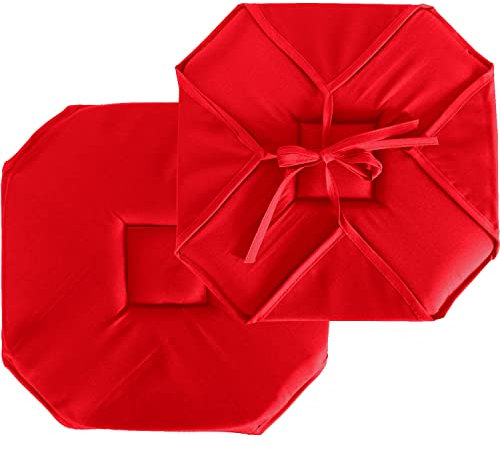 ED ENJOY HOME Galette de Chaise à Rabat, 40x40 cm, Rouge, avec Nouettes, 100% Polyester, Tissu Certifié Oeko-TEX, Satinée, Collection Basic