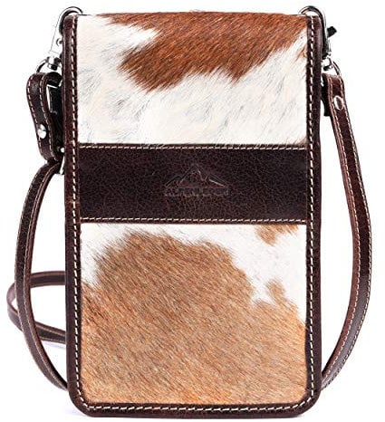 Alpenleder Unhängetasche - SPRUCHBEITEL (Handgefertigt) - Nachhaltiges Bio-Leder aus regionaler Landwirtschaft | Messenger Bag leder, Handtasche klein, *Fair Produziert* (17.5x12x5cm, Kuhfell)