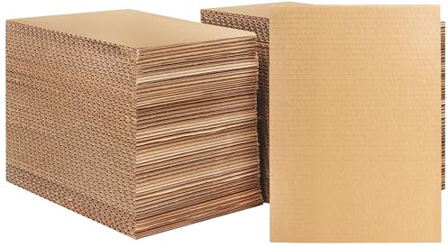 Belle Vous Braune Wellpappe zum Basteln (100 Stück) - Wellpappe Verpackung 18 x 12,5 cm - 2,8 mm Dicker Flacher Kraftkarton für den Versand, Kunst, Basteln und Verpackung