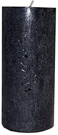 Kerze Deko Stumpenkerze Rustic metallic schwarz 70 / 150