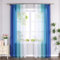 HeichkelL 2er-Set Voile Gardinen mit Kräuselband Farbverlauf Vorhänge Transparente Gardinenschals Verlaufenfarbige Fensterstores für Wohnzimmer Blau BxH 140x225cm 2 Stück