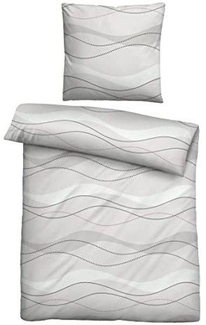 Traumhaft schlafen - Castell - Markenbettwäsche 0560946 Bettwäsche Garnitur mit Kopfkissenbezug Microfaser Satin 1x 155x220 cm + 1x 80x80 cm, grau