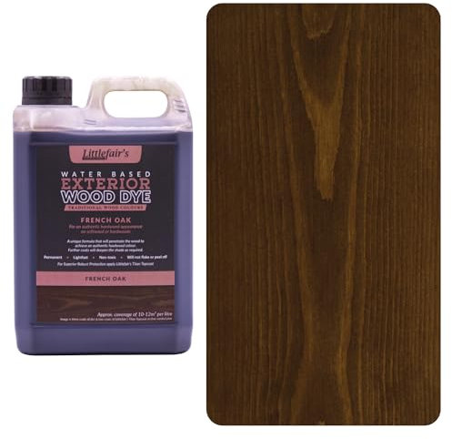 Littlefair's Holzlasur Außen 5ltr - Holzlasur Für Natürliche Holzmaserung - Wasserbasierte Holz Lasur - Schnell Trocknend, Schützt Und Umweltfreundlich - Farbe:Französische Eiche)
