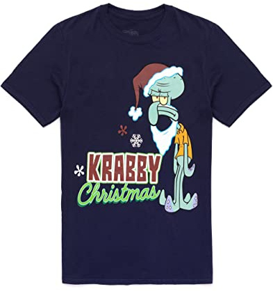 Spongebob Squarepants Squidward Christmas T-Shirt Herren Erwachsene Top M