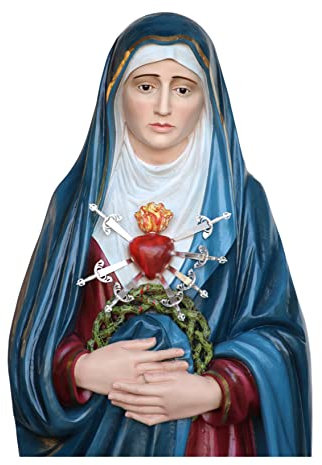 Statue der Madonna Addolorata 180 cm aus GFK, mit Glasaugen, handgefertigt