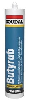 Butyrub - Mastic plastique pour joints à faible mouvement - Soudal - Cartouche de 300 ml Gris