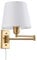 B·LED BARCELONA LED BarcelonaLED Gelenkarm Wandleuchte Modern Nordic Gold mit Stecker Kabel und Schalter Stoffschirm Weiß E27 Stecker zum Lesen Schlafzimmer Nachttisch Hotel