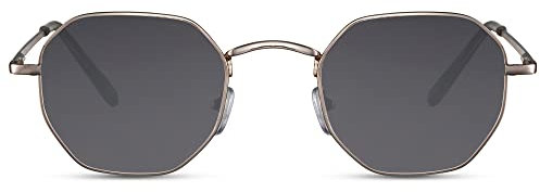 Cheapass Sonnenbrille Herren Damen Achteckig klassischer goldener Metallrahmen mit dunklen Gläsern UV400-geschützt