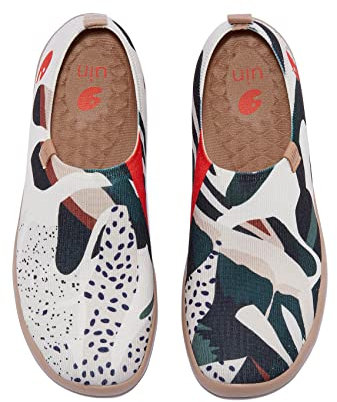 UIN Damen Kunstgemalte Reiseschuhe Slipper Casual Knit Loafers Leichter Komfort Mode Sneaker Toledo Ⅰ Frühling & Grün (40.5)