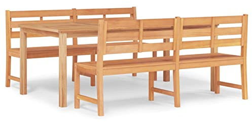 Yolola Gartenmöbel Set Holz 3-TLG. Sitzgruppe Garten Holz Garten Sitzgruppe 2 Personen Essgruppe Garten Holz 2X Bank + Tisch Sitzgarnitur Terrassenmöbel