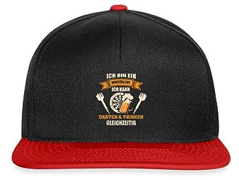 Spreadshirt Multitalent Darten & Trinken Gleichzeitig Snapback Cap, One Size, Schwarz/Rot