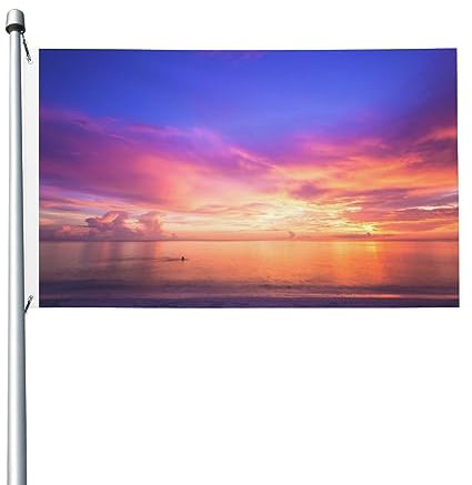 See The Sunset In Miami Flagge, 90 x 152 cm, lichtbeständig, doppelseitig bedruckt, Gartenflaggen, Hausflaggen, Banner für drinnen und draußen, Urlaub, Heimdekorationen
