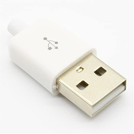 AANAN 10pc / Lot. DIY USB 2.0 A Männliche Montageadapter-Stecker-Steckdose Schwarzweiß (Color : White)