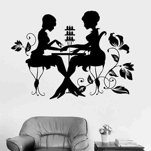 Girl Nail Art Flower Vine Pattern Carved Wall Sticker Artist Living Wall Sticker 56x84cm