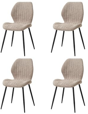 GrandCA HOME Juego de 4 Sillas de Comedor Sillas con Asiento Tapizado, Sillas de Cocina Nórdicas Sillas Acolchadas con Patas de Metal, Cojines de Tela, Marrón