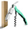 CORKAS Tire Bouchon Professionnel, Couteau de Sommelier, qualité hôtel et Restaurant, Couteau de Serveur avec Décapsuleur et Coupe-Capsule, Ouvre Bouteille en Acier Inoxydable (Vert Clair)