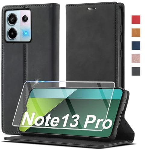Ailicici für Xiaomi Redmi Note 13 Pro 5G Hülle Leder, Mit Schutzfolie, Handyhülle für Xiaomi Redmi Note 13 Pro 5G Klapphülle Klappbar, Leder Flip Kartenfach Wallet Case Cover Schutzhülle