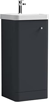 Balterley Vanity Unit with Basin Floor Standing, Soft Close Single Door with Handle & Thin Edge Sink, Bathroom Vanity Units with Basin, Bathroom Sink Storage Cabinet - 405 x 355 x 864mm (Dark Grey)