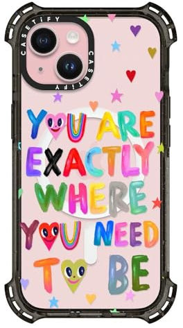 CASETiFY Bounce Hülle für iPhone 15 [6-Fach in Militärqualität getestet, 21,3 Fuß Fallschutz/kompatibel mit Magsafe] — You Are Exactly — Transparent Schwarz