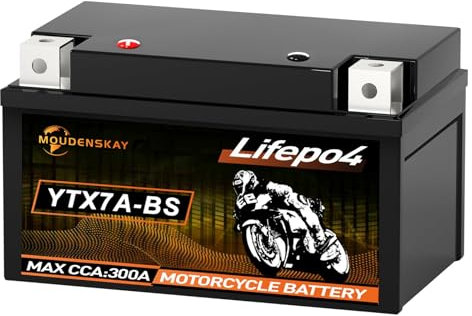 MOUDENSKAY Batteria al litio per motocicli Batteria al litio Powersports 12V con BMS(YTX7A-BS 12,8V 3Ah 300CCA) batteria per motocicli LiFePO4 per motocicli, ATV, UTV, moto d'acqua, ecc