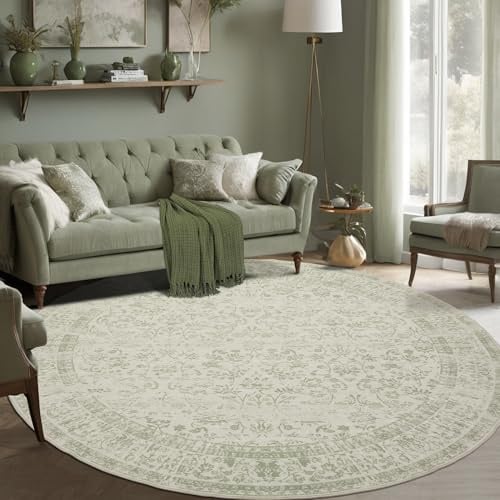 Sage Waschbarer Teppich für Wohnzimmer, Vintage-Blumenmuster, 15,2 x 15,2 cm