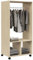 HOMCOM Armario Ropero con Ruedas Armario para Ropa con Barra Estantes Abiertos Organizador para Colgar Ropa de Dormitorio 60x40x128 cm Natural