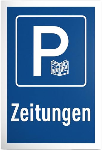 DankeDir! Parkplatz Zeitungen - 30 x 20 cm Schild Kunststoff - Lustiges Hinweisschild für Zeitungsleser - Geschenkidee für Leseratten - Wetterfeste Deko für Haus und Briefkasten