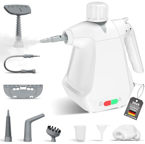 Dampfreiniger, Tragbarer Handdampfreiniger, Mehrzweck-Dampfreiniger mit 9 Zubehörteilen für Teppiche, Vorhänge, Sofas, Bäder, Küchen Steam Cleaner (weiß)