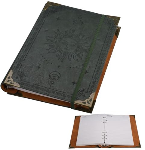 suaywo Lined Journal Notebook A5 Notebook Hardback – 120 Pages Loose-leaf binding A5 Lined Notebook Hardcover Leather 23 * 16cm Suitable for Women and Men Work Office School (Green)
