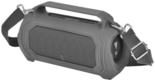 Étui en silicone pour haut-parleur Bluetooth portable JBL Charge 5, étanche, étui en caoutchouc étanche avec bandoulière (gris)