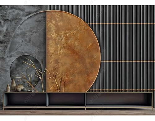 Fototapete 3d effekt tapete Moderner schwarzer runder Bambus Vlies Tapeten Wandtapete Wohnzimmer Schlafzimmer Wand Dekoration Moderne 450CM(B)*315CM(H)