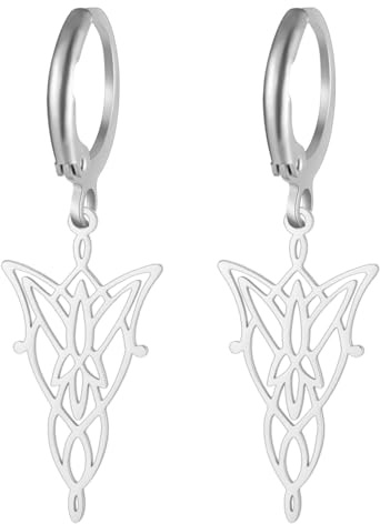 Elf Prinzessin Twilight Star Ohrringe für Frauen Edelstahl Elfen Prinzessin Blatt Aragorn Arwen Evenstar Dangle Ohrring Elfen Schmuck (Silber 1)