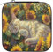 OWFKAY Reise-Schmuckkästchen, Motiv: Katze spielt auf Sonnenblumen, tragbar, PU-Leder, Schmuckaufbewahrungs-Organizer