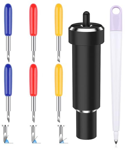 Stylet de score 30/45/60 ° Lames de coupe en métal et boîtier compatible avec Cricut avec Maker/Maker 3/Explore Air 2/Explore 3 machines de découpe Lame à pointe profonde remplaçable et lame à pointe