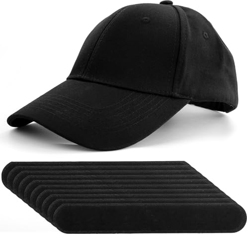 DAVIDJAMESCLARKE Schwarze Baseballmütze aus Baumwolle, Klassische Unisex-Mütze, lässige Schirmmütze, mit 10 schweißabsorbierenden Aufklebern, zum Arbeiten, Laufen, Campen, Angeln, Reisen