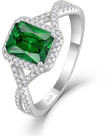 starchenie 925 Sterling Silber Ringe Smaragdschliff Zirkonia Verlobungsring Eheringe Unendlichkeit Promise Ring für Damen