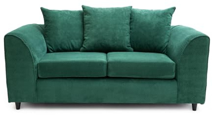 Abakus Direct | Jumbo Grid 2 Seater – Modern Sofa with Grid‑Textured Fabric, Angular Arms and Scatter Cushions – Available in Grey, Beige or Green (Forest Green, 2 Seater)
