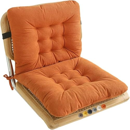 seokor Sitzkissen Stuhlkissen mit Rückenteil 40×40cm Rutschfestes Bürostuhl Stuhlauflage mit Bänder Niedriglehner Sitzpolster für Outdoor, Indoor, Küchen, Garten(#5)