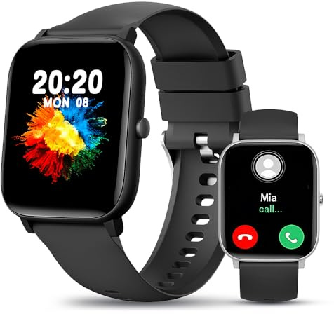 Reloj Inteligente Hombre Mujer, 1.85 HD Smartwatch con Llamadas Bluetooth, Pulsómetro/Oxímetro/Sueño/Presión Arterial/Podómetro, iP68 Impermeable Pulsera Actividad Compatible con Android e iOS