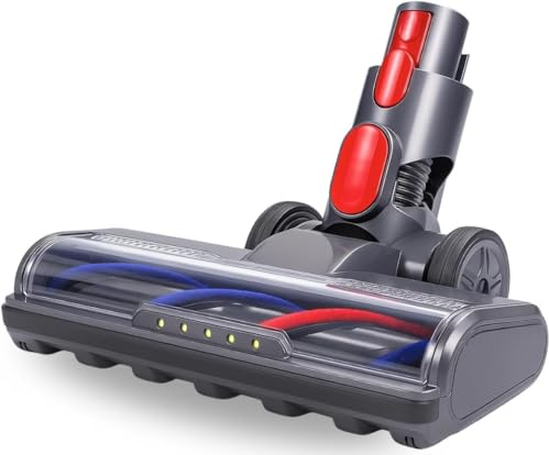 Dripl Bürste für Dyson V7/V8/V10/V11/V15 Staubsauger, Bodendüse mit 5 LED-Leuchten & Direktantrieb für Hartböden, Dyson Aufsatz mit flexiblem Drehgelenk & abnehmbarer Bürstenrolle (V12)