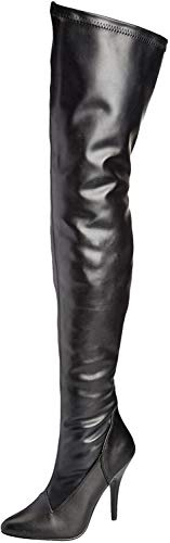 Pleaser Damen Seduce-3000 Langschaft Stiefel, Schwarz (Blk STR pu), 37 EU(7 US)