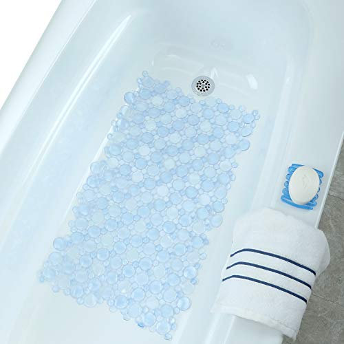 Explosion de bulles Tapis de baignoire 43,2 x 76,2 cm (Bleu clair)