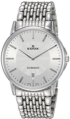 EDOX Herren-Armbanduhr Les BEMONTS -Ultra SLIMM Swiss Movement Analog Quarz Edelstahl 56001 3M AIM