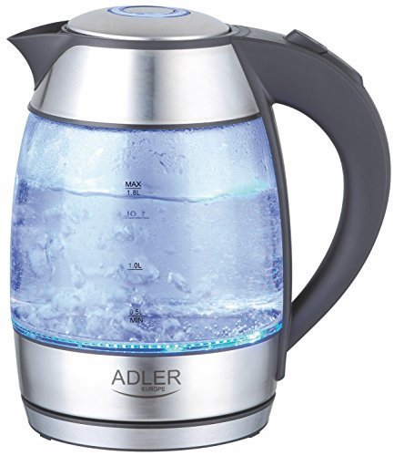 Adler AD 1246 Wasserkocher 1,8 L, schwarz/silber/transparent
