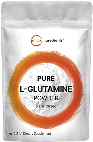 Pure L-Glutamine Powder, 2.2lbs (1kg) | Free Form Amino Acid | Unflavored Glutamine Supplement | Non-GMO, Vegan Friendly