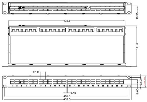 LogiLink Modulare Patch Panel 24 Plätze RJ45 Keystone STP 1HE schwarz