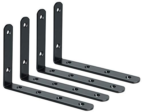 Alise 4 PCS Edelstahl Corner Brace Regalträger unterstützt Wand aufhängen, matt schwarz 6x4 Inch(4 Pcs) schwarz