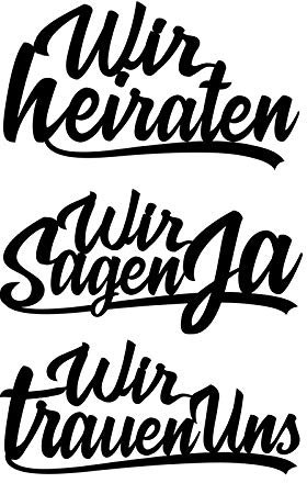 Ideen mit Herz Stanzschablonen, Schriften, Zur Hochzeit 1, 3,2cm bis 8,2cm, 3 Stück