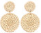 JewelryWe Schmuck Retro Ohrringe Boho-Stil handgemacht Rattan geflochten doppelt Rund Kreis Statement Ohrringe für Frauen Dame Mädchen